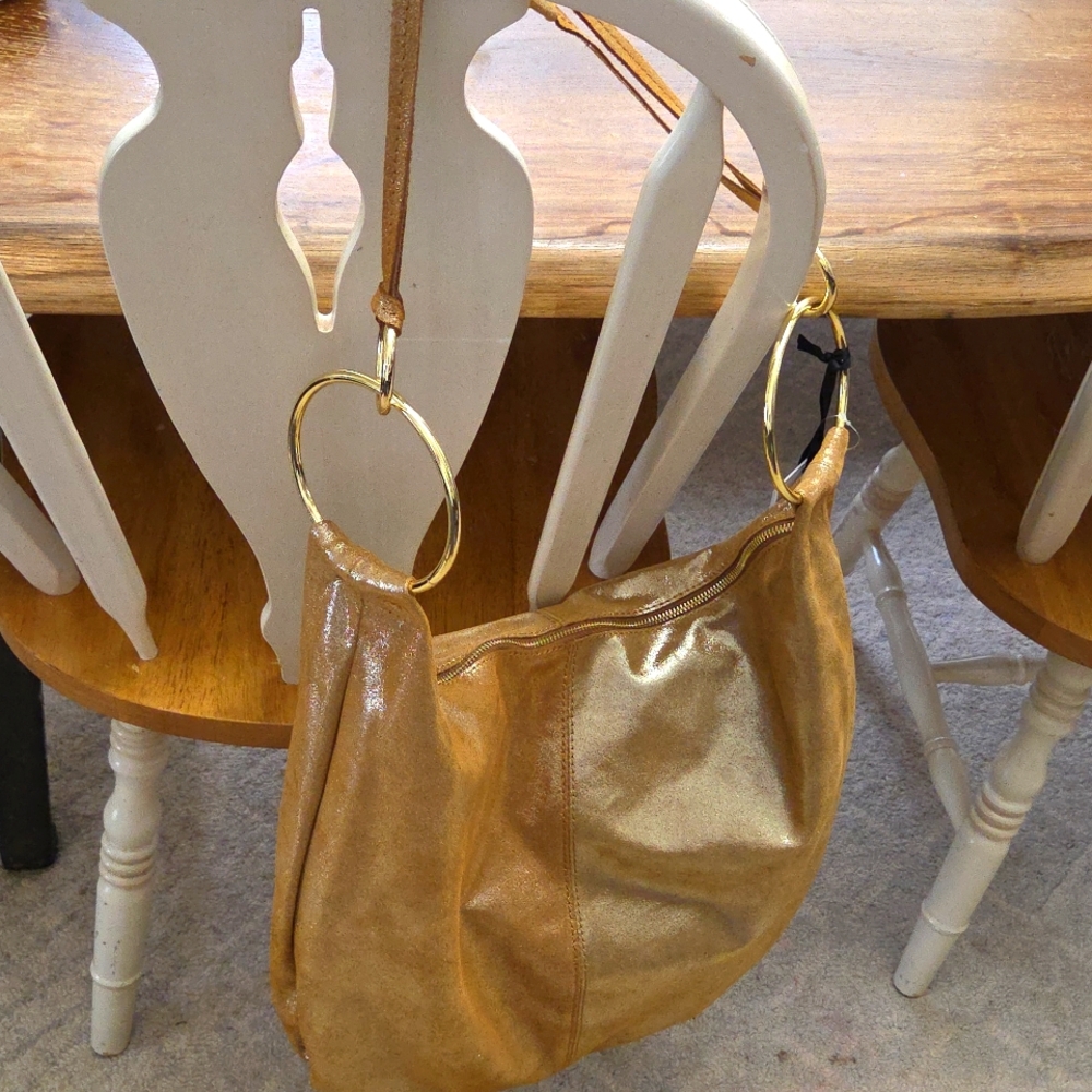 Marlon Rosita calf Leather/ Suede extra large hobo bag In Shimmering Gold